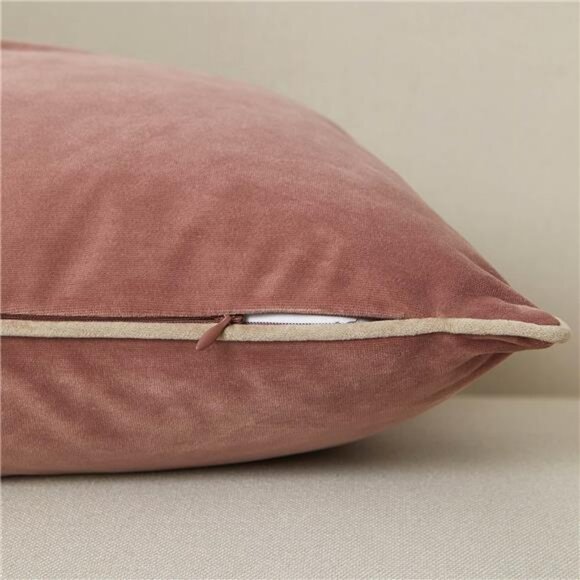 Velvet Pillow Covers 20x20 Set of 2 Soft Decorative Cushion Cases with Piping So - Picture 6 of 7